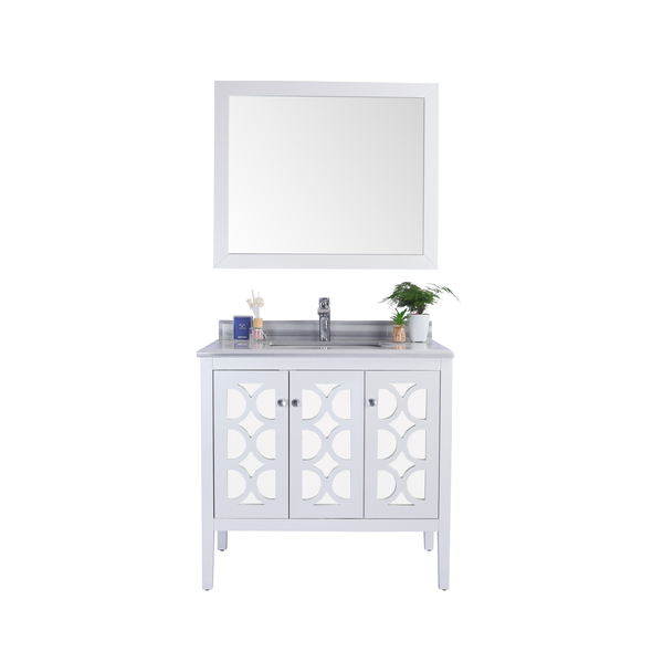 Laviva Mediterraneo, 36, White Cabinet & White Stripes Counter 313MKSH-36W-WS